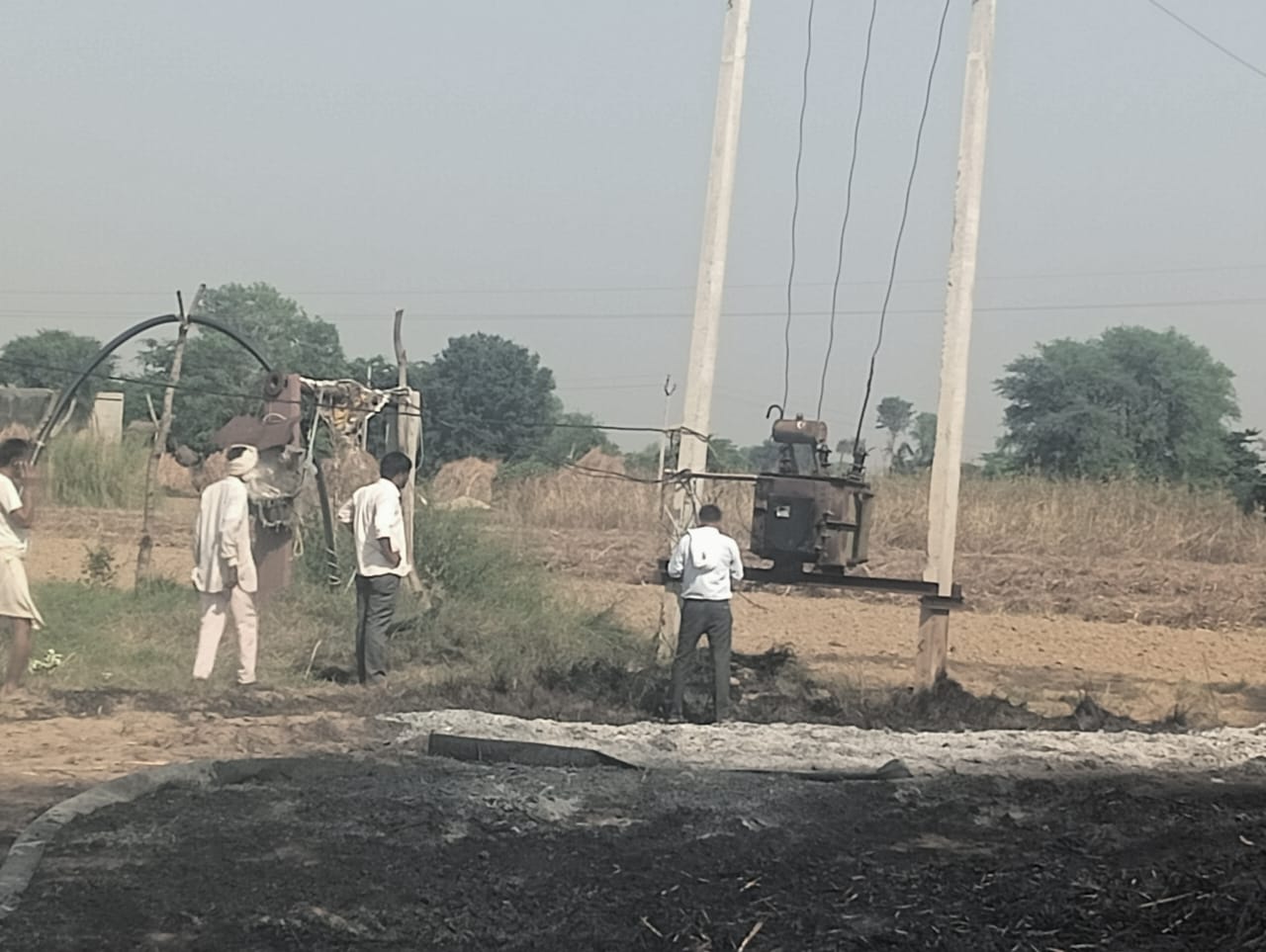 नदबई के गांव गोबरा में 50 बीघा की कड़बी स्वाहा: बिजली के ट्रांसफार्मर में हुई शॉर्ट सर्किट से निकली चिंगारी से लगी आग